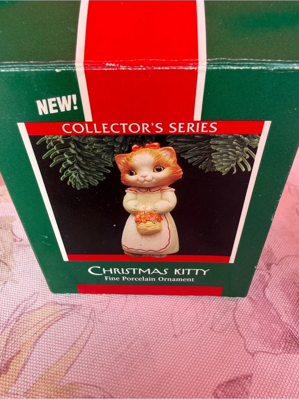 Hallmark Christmas Kitty Ornament - White, Red, Green, Orange